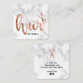 Elegant roos goudmarmer vierkante visitekaartje (Voorkant / Achterkant)