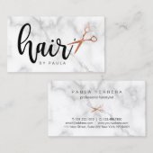 Elegant roos goudmarmer visitekaartje (Voorkant / Achterkant)