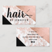 Elegant roos goudmarmer visitekaartje (Voorkant / Achterkant)