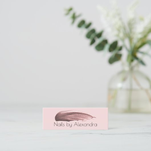 Elegant roos goudnagel nagellak pastelroze mini visitekaartje (Staand voorkant)