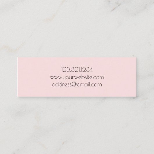 Elegant roos goudnagel nagellak pastelroze mini visitekaartje (Achterkant)