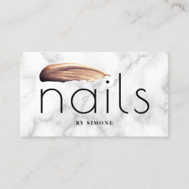 Elegant roos goudnagel nagellak witte marmer visitekaartje