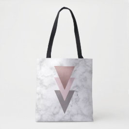 elegant roos goudroze grijze driehoeken witte marm tote bag