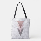 elegant roos goudroze grijze driehoeken witte marm tote bag (Achterkant)