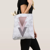 elegant roos goudroze grijze driehoeken witte marm tote bag (Dichtbij)
