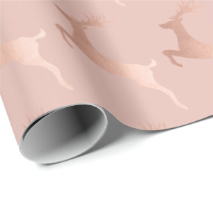 Elegant Roos goudroze kerstrennen Cadeaupapier