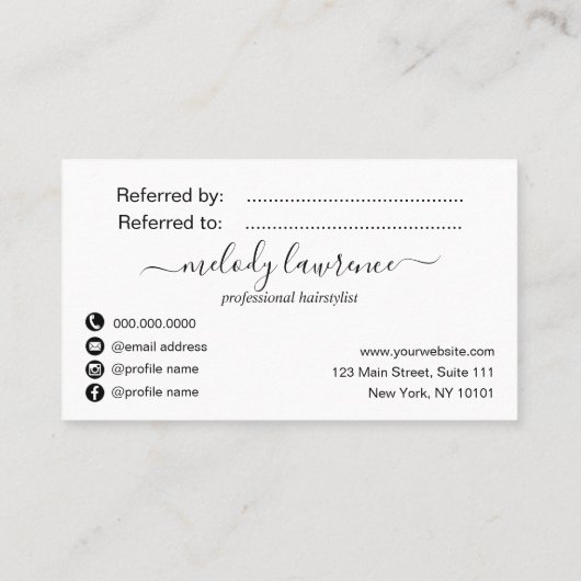 Elegant roos goudschaar aanbevelingskaartje (Achterkant)