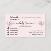 Elegant roos goudschaar aanbevelingskaartje (Achterkant)