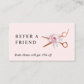 Elegant roos goudschaar aanbevelingskaartje (Voorkant)