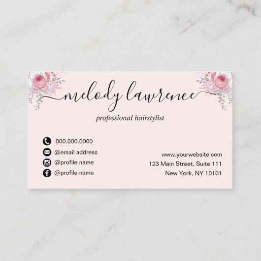 Elegant roos goudschaar afsprakenkaartje (Achterkant)