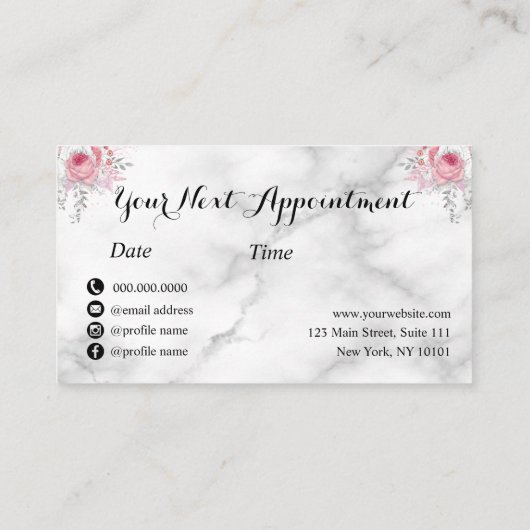 Elegant roos goudschaar afsprakenkaartje (Achterkant)