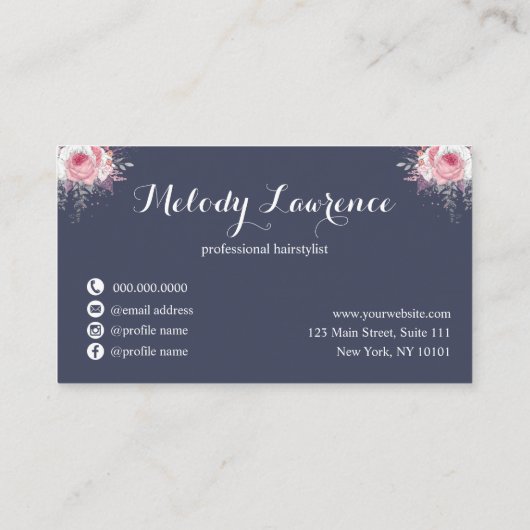 Elegant roos goudschaar klantenkaartje (Achterkant)