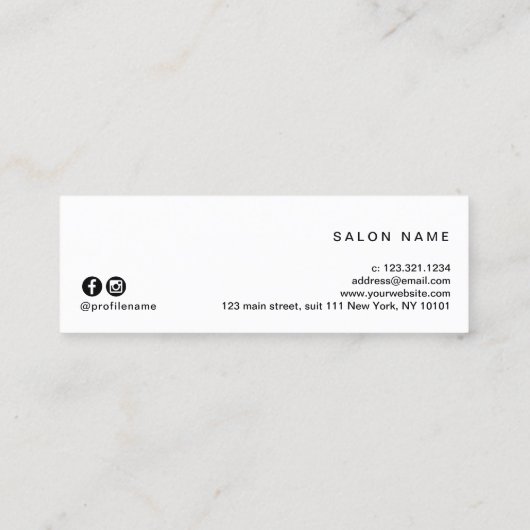 Elegant roos goudschaar mini visitekaartje (Achterkant)