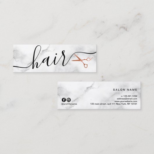 Elegant roos goudschaar mini visitekaartje (Voorkant / Achterkant)