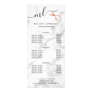 Elegant roos goudschaar reclamekaart