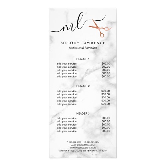 Elegant roos goudschaar reclamekaart (Voorkant)