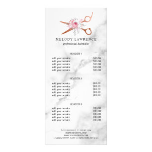 Elegant roos goudschaar reclamekaart