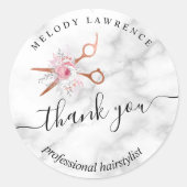 Elegant roos goudschaar ronde sticker (Voorkant)