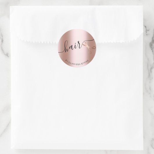 Elegant roos goudschaar ronde sticker (Tas)