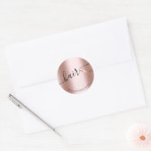 Elegant roos goudschaar ronde sticker (Envelop)