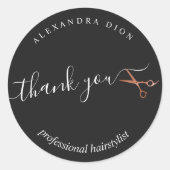 Elegant roos goudschaar ronde sticker (Voorkant)