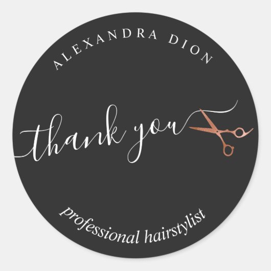 Elegant roos goudschaar ronde sticker (Voorkant)