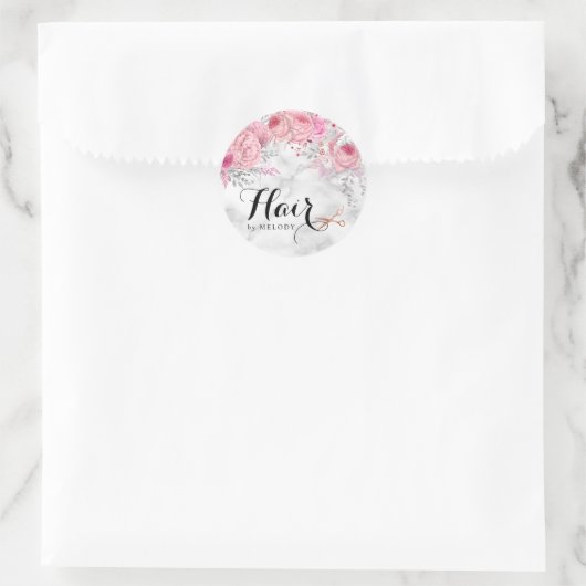 Elegant roos goudschaar ronde sticker (Tas)