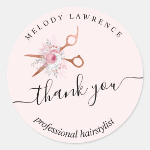 Elegant roos goudschaar ronde sticker