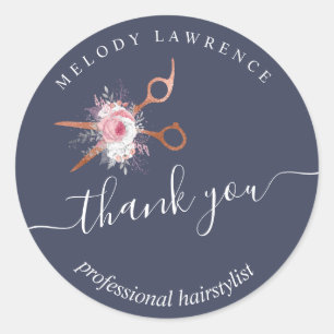 Elegant roos goudschaar ronde sticker