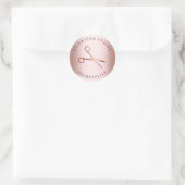 Elegant roos goudschaar ronde sticker (Tas)