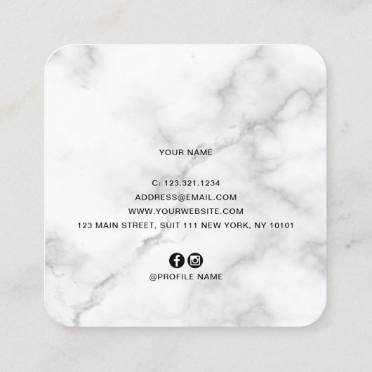 Elegant roos goudschaar vierkante visitekaartje (Achterkant)