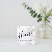 Elegant roos goudschaar vierkante visitekaartje (Staand voorkant)