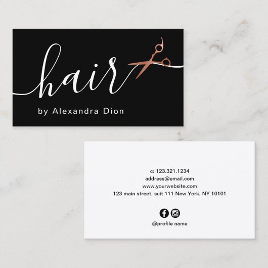 Elegant roos goudschaar visitekaartje (Voorkant / Achterkant)