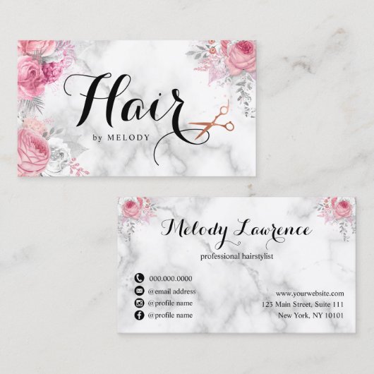 Elegant roos goudschaar visitekaartje (Voorkant / Achterkant)