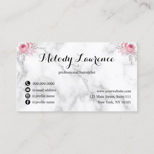 Elegant roos goudschaar visitekaartje (Achterkant)