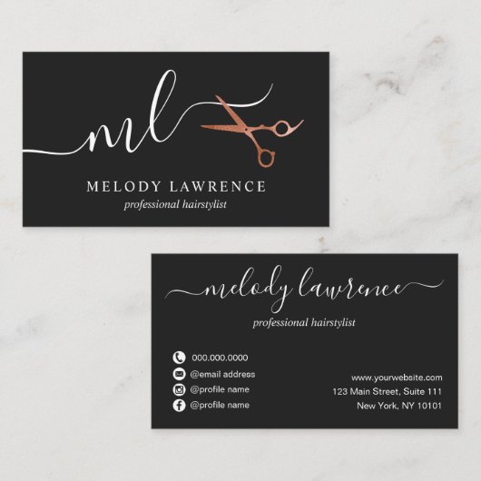 Elegant roos goudschaar visitekaartje (Voorkant / Achterkant)