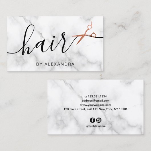 Elegant roos goudschaar visitekaartje (Voorkant / Achterkant)