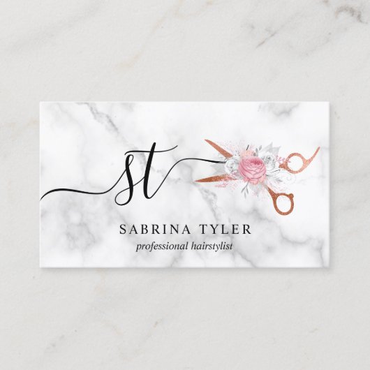 Elegant roos goudschaar visitekaartje (Voorkant)