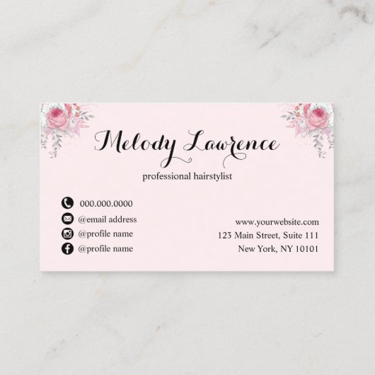 Elegant roos goudschaar visitekaartje (Achterkant)