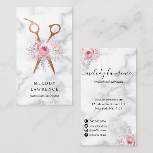 Elegant roos goudschaar visitekaartje (Voorkant / Achterkant)