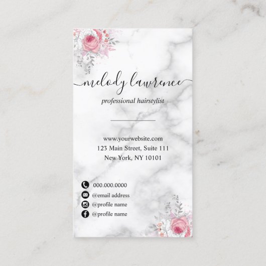 Elegant roos goudschaar visitekaartje (Achterkant)