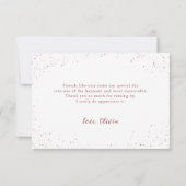 Elegant roos goudspargel roze jurk quinceañera t.o bedankkaart (Achterkant)