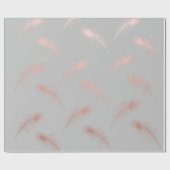 elegant roos goudveren veren patroon cadeaupapier (Vlak)