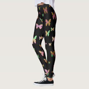 elegant roos goudvlinderpatroon leggings