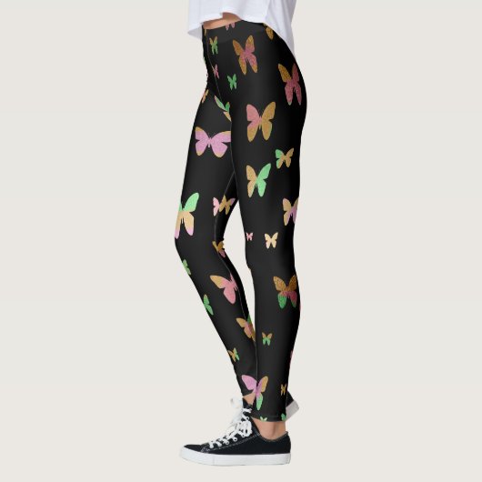 elegant roos goudvlinderpatroon leggings (Links)