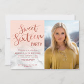 Elegant roos goudzoete 16-jarige verjaardag kaart (Voorkant)