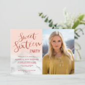 Elegant roos goudzoete 16-jarige verjaardag kaart (Staand voorkant)