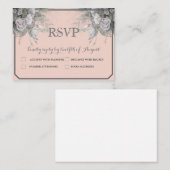 Elegant Roos grijs en grijs menu Keuze RSVP-Briefk (Voorkant / Achterkant)