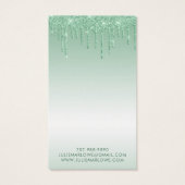 Elegant Roos Groene Glitter Drips Metallic Oorbel Visitekaartje (Achterkant)