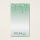 Elegant Roos Groene Glitter Drips Metallic Oorbel Visitekaartje (Voorkant)